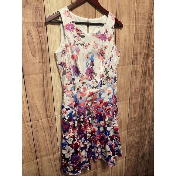 NYCO size 8 floral dress white pink purple New York & company floral summer - Picture 2 of 7